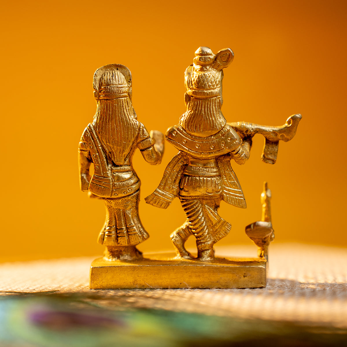 Radha Krishna Brass Idol with Blue eyes