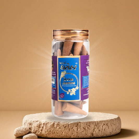 Divine Jasmine Premium Dhoop Cones – 100% Charcoal Free