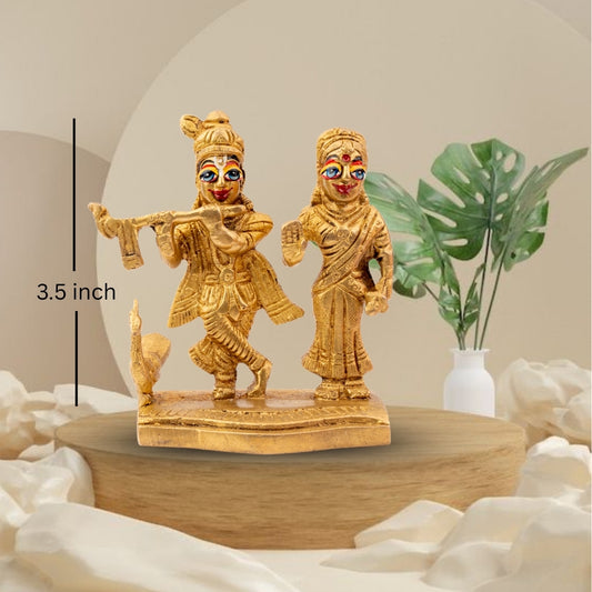 Radha Krishna Brass Idol with Blue eyes