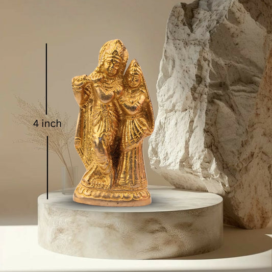 Radha Krishna Brass Idol with pose- 4 inch