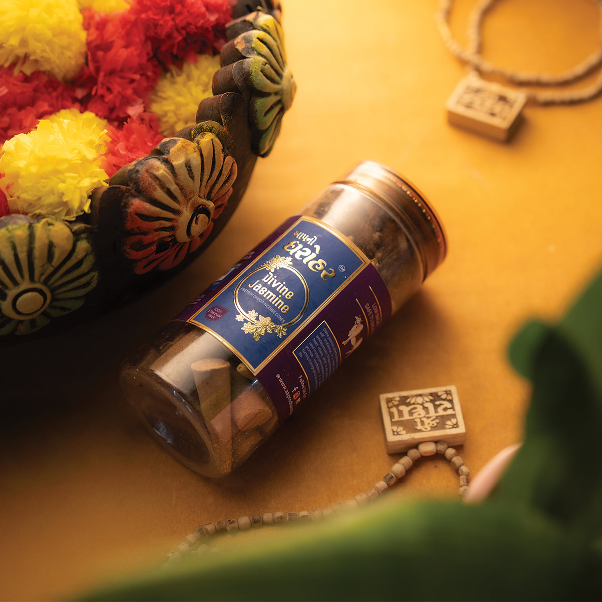 Divine Jasmine Premium Dhoop Cones – 100% Charcoal Free
