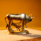 Pure Brass Kaamdhenu Cow and calf idols – 3 Inches