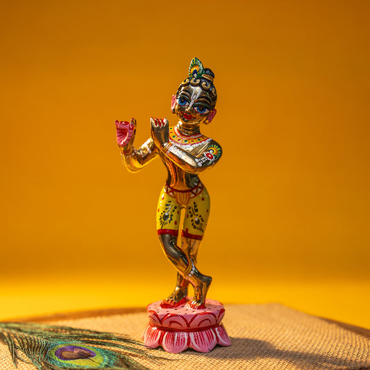 Handcrafted Krishna Dressed Brass Idol