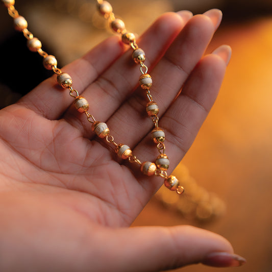 Tulsi Wood Bead Mala – Golden